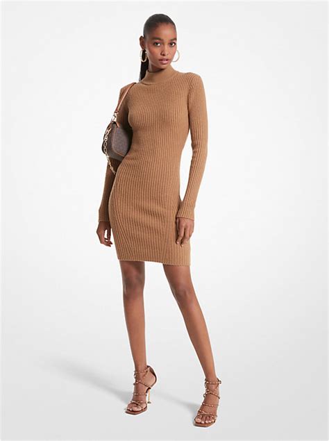 michael kors ribbed merino wool blend dress|Michael Kors Ribbed Merino Wool Blend Dress .